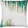 Judy Ross Textiles Hand-Embroidered Chain Stitch Ikat Throw Pillow cream/peacock/aqua/spring green/celery